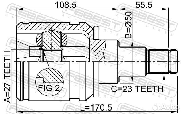 Шрус внутренний перед лев 0111ACA20LH Febest