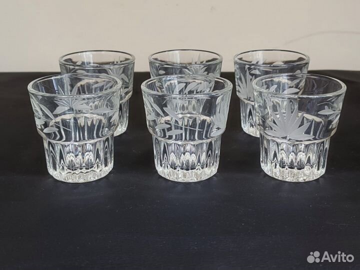 Стопки стеклянные резные Колосок набор 6 шт