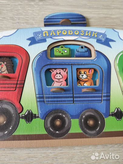 Деревянный пазл вкладыш Паровозик