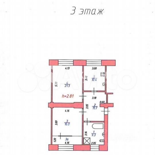 2-к. квартира, 73,4 м², 3/5 эт.