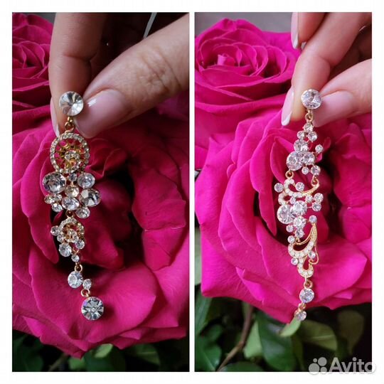 Серьги. Корея. Кристаллы Swarovski,цирконы