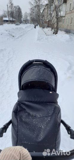 Коляска 3 в 1 Prada agio чёрная кожаная