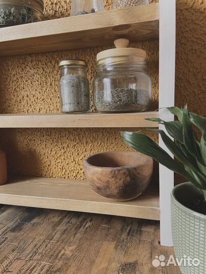 Деревянная полка настольная настенная для специй