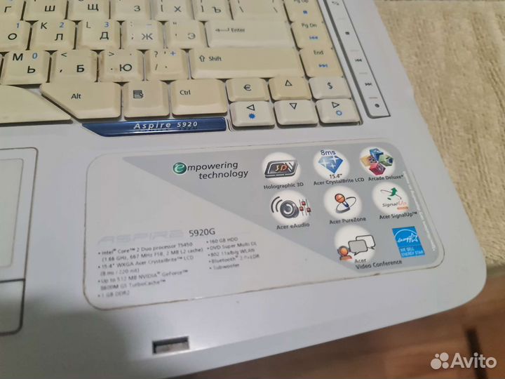 На запчасти ноут acer 5920g