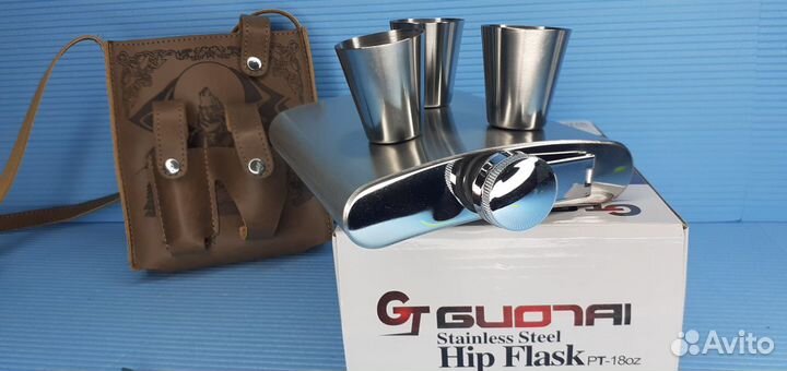 Набор охотника туриста Волк Фляга стопки нож Сумка