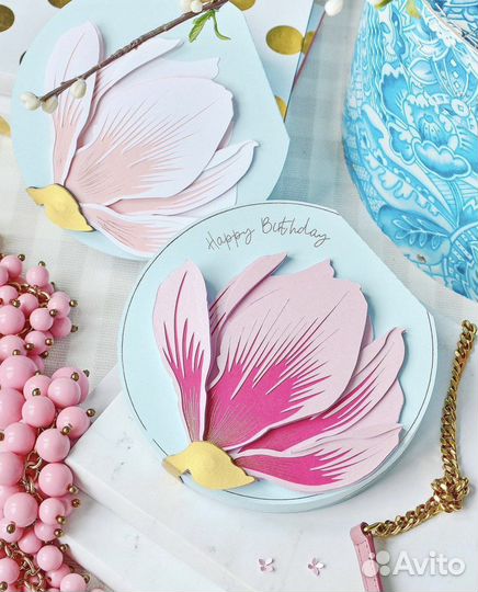 Магнолия открытка ручной работы. Подарок