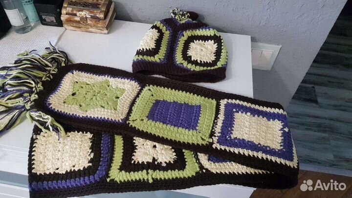 Шапка и шарф, ручная работа,комплект
