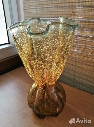 Конфетница цветное стекло, гутная техника