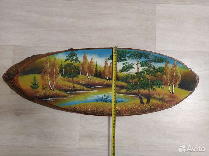 Картина на срезе дерева