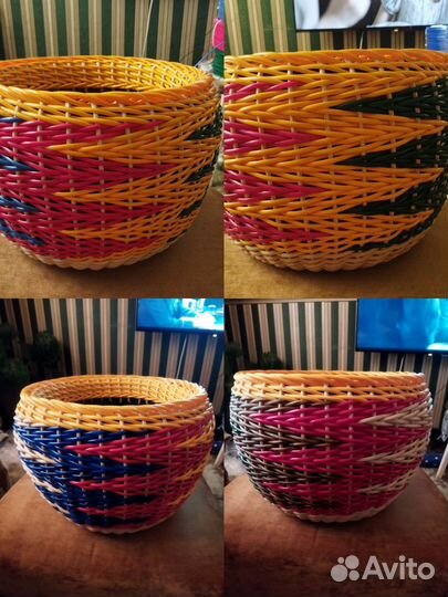 Кашпо напольное, ротанг