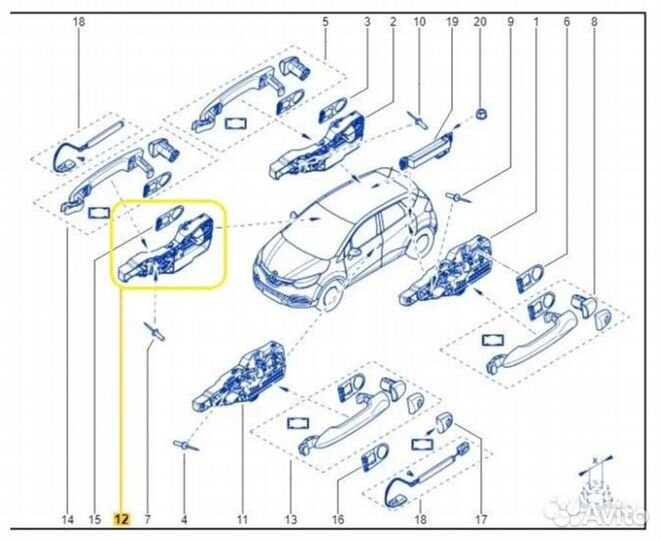 Новый кронштейн ручки двери LADA Xray