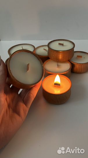 Свеча ароматическая в дереве. опт