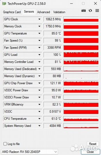 Видеокарта AMD RX580 2048sp 4Gb