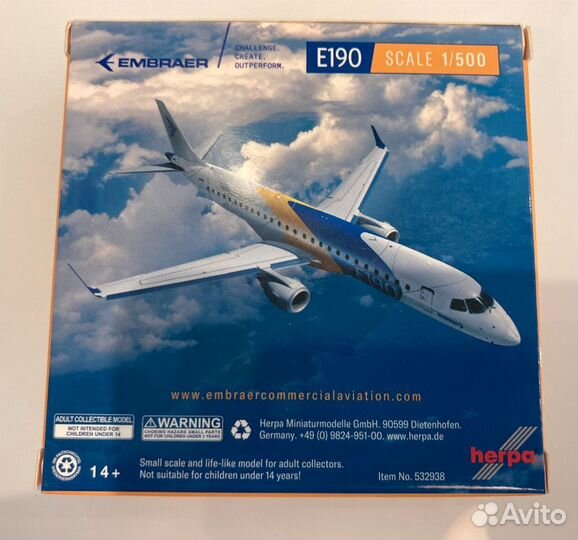 Модель самолета Embraer E190 от herpa