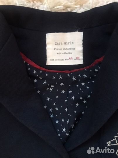 Пиджачок zara для девочки 4/5 лет