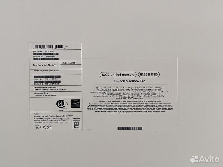 Новый ноутбук Apple Macbook Pro 16 M1Pro 16/512Gb