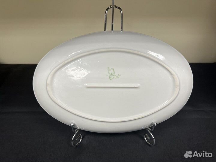 Блюдо овальное голубой отвод 30 х 19,5 см Богданов