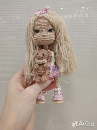 Кукла, вязаная кукла, заяц
