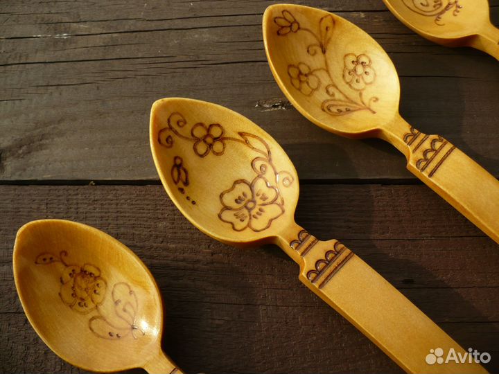 Ложки деревянные СССР 5 шт. одним лотом