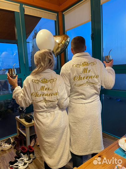 Махровый халат с вышивкой на заказ