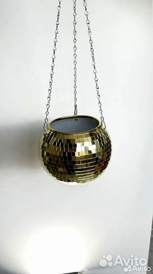 Кашпо из диско шара / кашпо из зеркальной мозаики