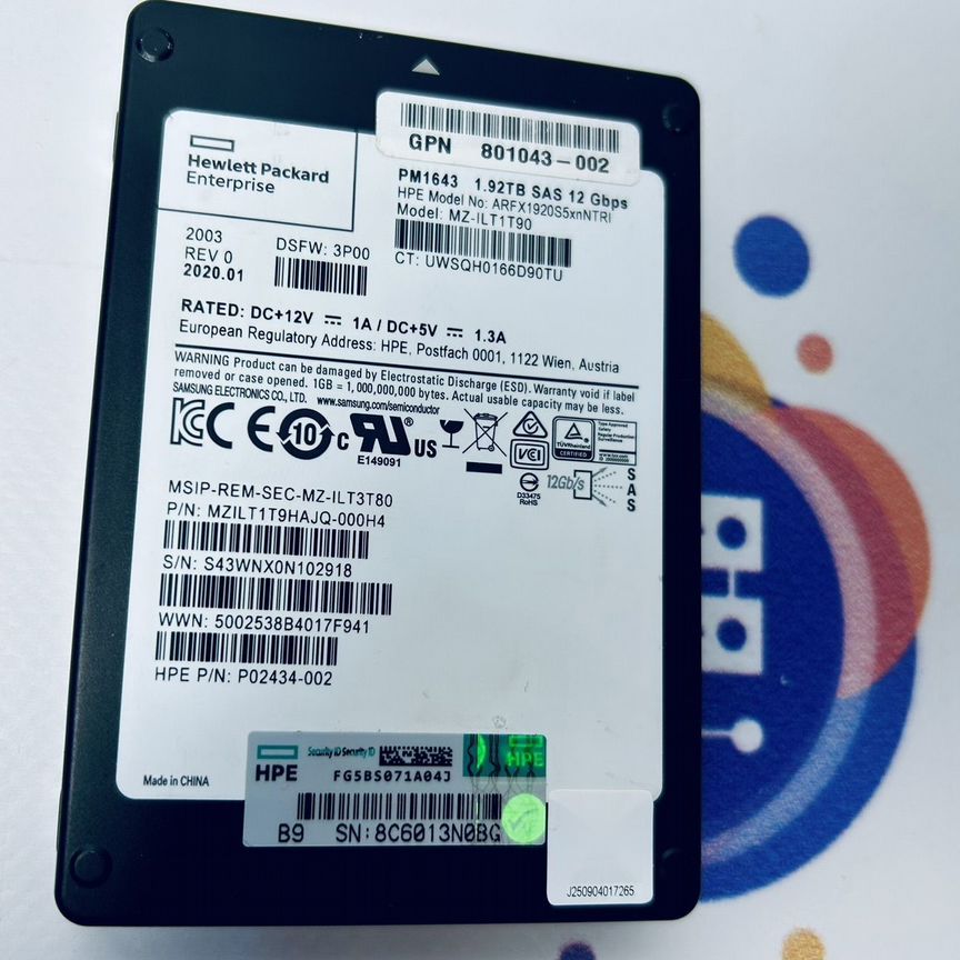 [PM1643] Ssd Sas Samsung 1.92tb Mz Мzilт1т9наjq Pm1643