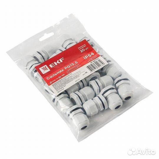 Сальник PG13.5 IP54 d отв. 21мм/d провод. 6-12мм PROxima EKF plc-pg-13.5-r