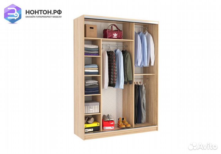 Шкаф-купе Бассо 4-600 волны 1 дуб сонома