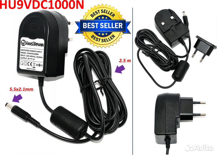 Блок питания для гитарных педалей 9V 1A