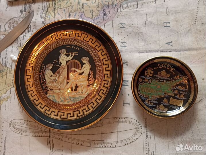 Тарелка с позолотой 24 карата. Греция