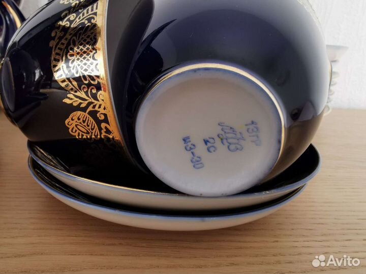 Чайный сервиз кобальт/золото