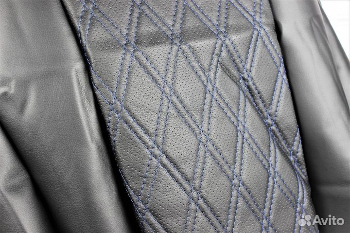 Чехлы Лада 2112 Приора синяя строчка ромб Новые