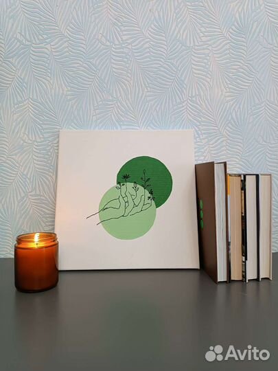 Картина акрил и вышивка