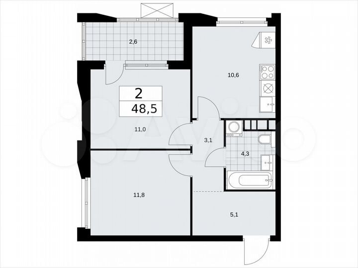 2-к. квартира, 48,5 м², 17/22 эт.