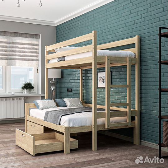 Двухъярусная кровать деревянная