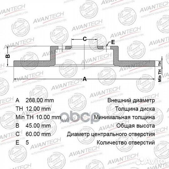 Диск тормозной BR1018S avantech