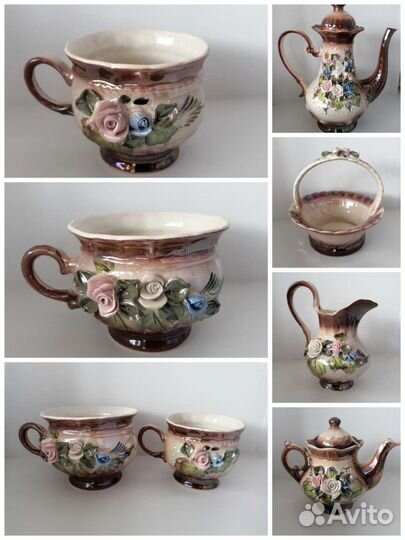 Сервиз кофейный чайный лепнина розы