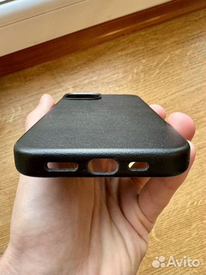 Чехол iPhone 13 Leather Case Magsafe Black