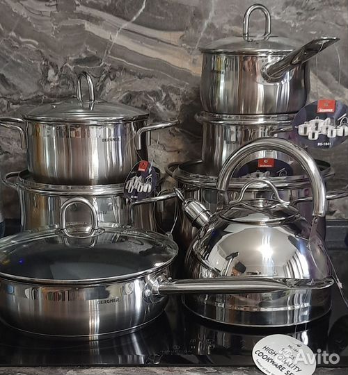 Набор посуды из нержавейки bergner 14 пред оригин