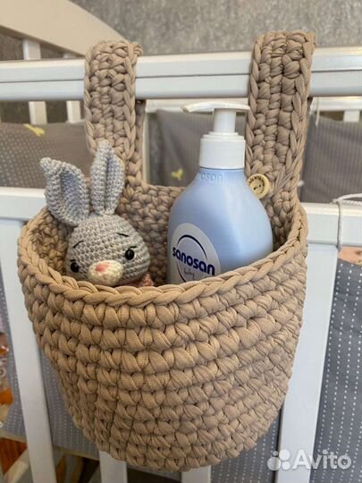 Вязаные корзинки ручной работы