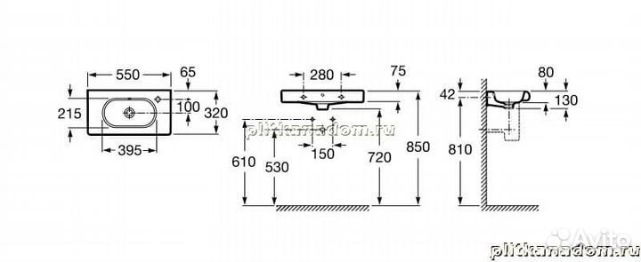Roca Meridian-N 32724Y000 Раковина Compact 55х32, отверстие для смесителя справа