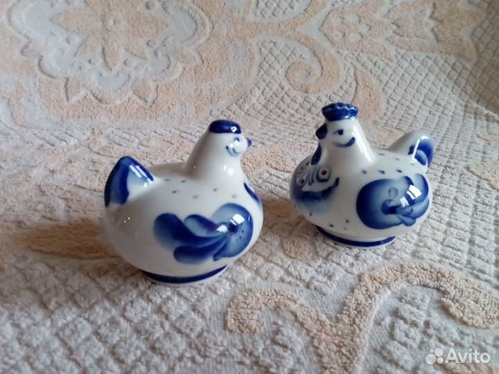 Гжель, Вазочка, солонка и перечница