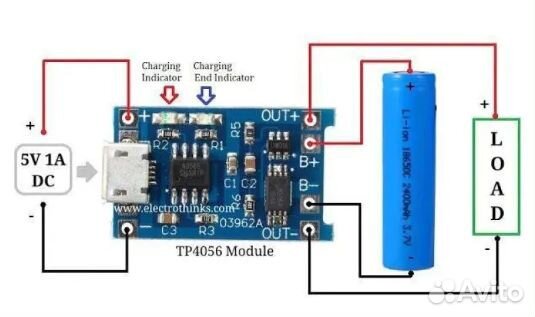 Модуль заряда TP4056 Micro USB 5В 1А