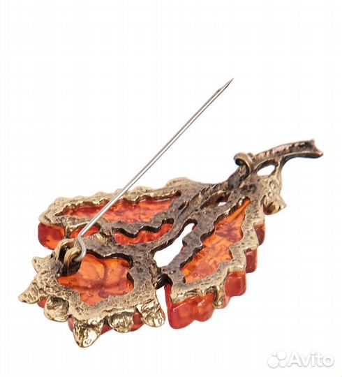 Брошь Азалия (латунь, янтарь) A2134743