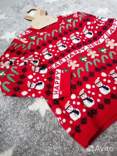 Новогодний джемпер новый 92 98