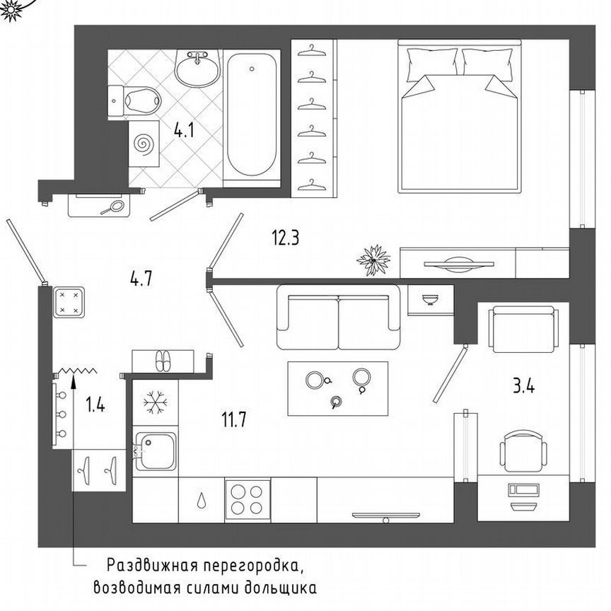 1-к. квартира, 35,9 м², 13/18 эт.