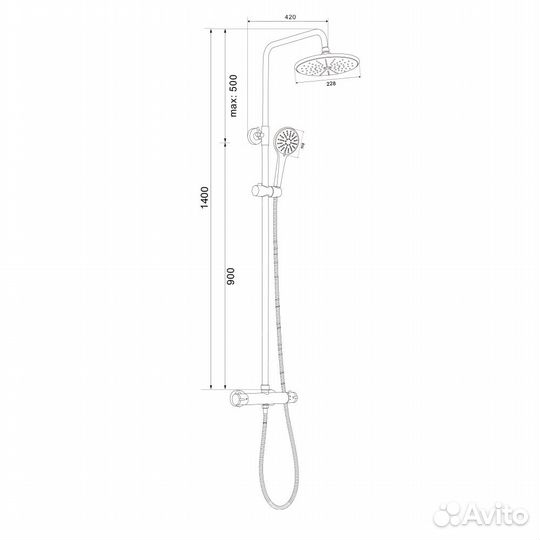 Душевая система olive'S для душа с верхним душем