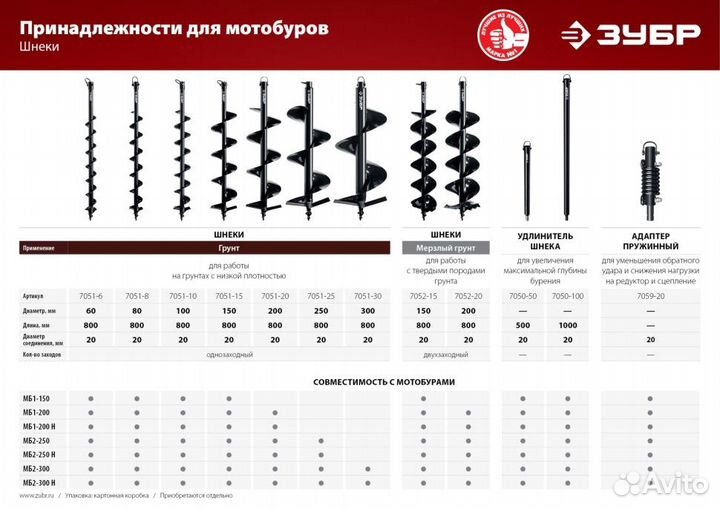 7052-20 Шнек для мотобуров, мерзлый грунт, d200 м