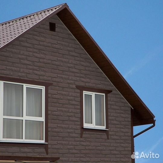 Фасадные панели Грандлайн Колотый камень коричневы