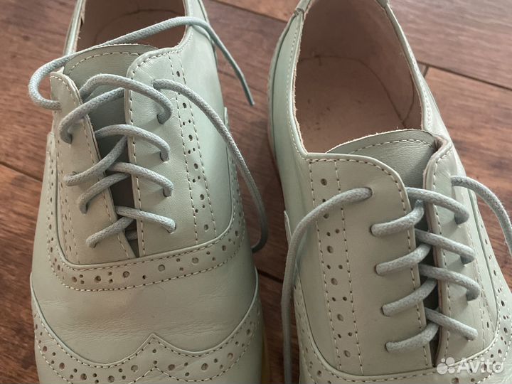 Ботинки мятного цвета кожа весенние летние